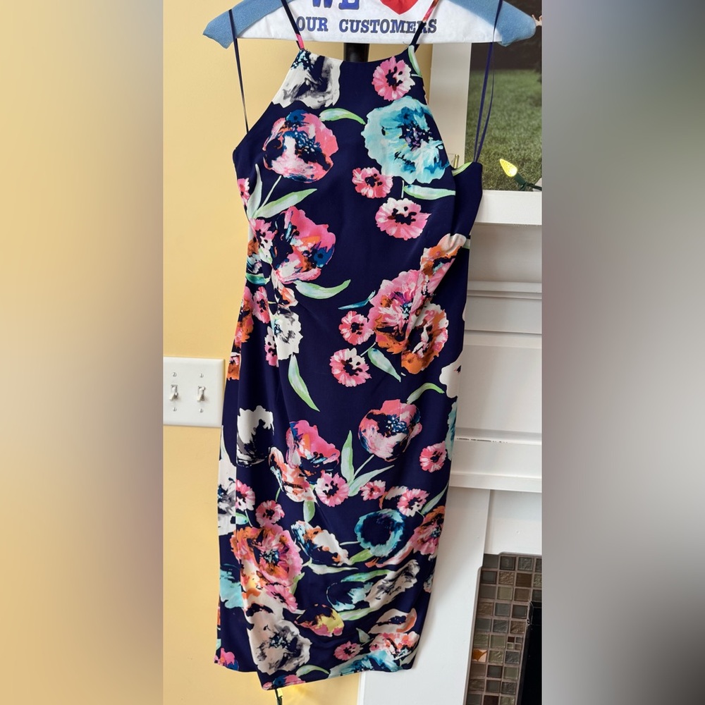 Yumi Kim Womens Afternoon Tea Floral Dress 100% Silk Size  XS Navy Blue
